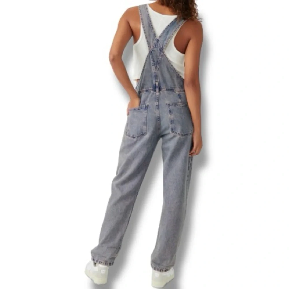 Free People Ziggy Straight Leg Denim Overalls in Pink Dreams Size XS